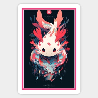 Cute Axolotl Anime Art Design | Cute Animals | Axolotl Hentaii Chibi Kawaii Design Sticker